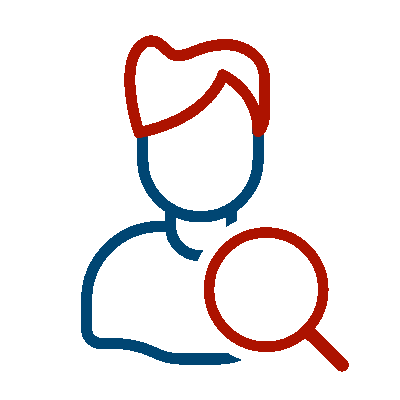 Avatar outline icon depicting man with magnifying glass, wired-outline-288-avatar-man-search-hover-pinch synergy